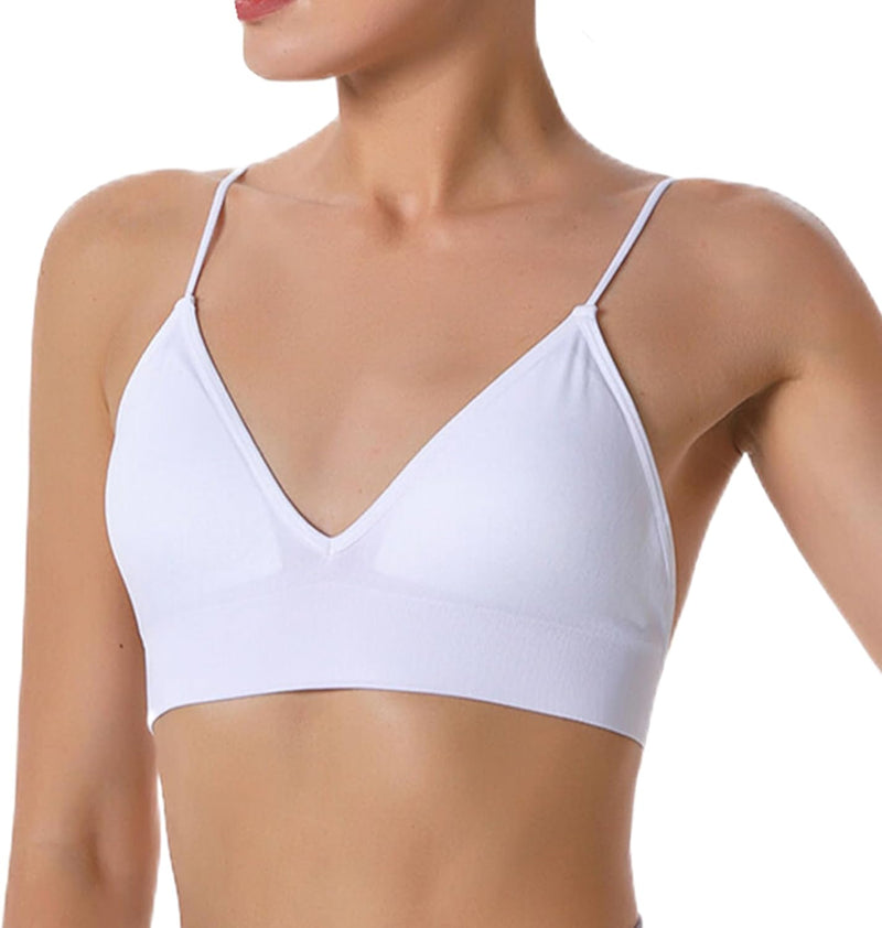 Dress Cici Women'S V Neck Triangle Strappy Sport Bra With Strappy Shoulder Strap