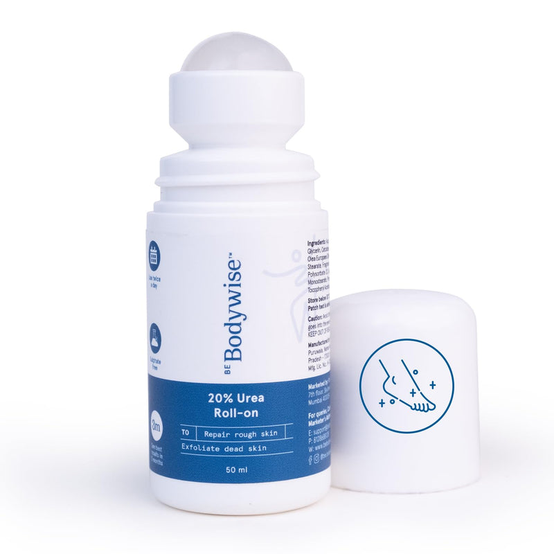 Be Bodywise 20% Urea Foot Cream Roll On | Repairs Dry & Cracked Heels | 2% Lactic Acid, Olive Oil & Vitamin E I Exfoliates & Softens Skin I Hydrates & Moisturises INo Irritation IAll Skin TypesI 50 ml