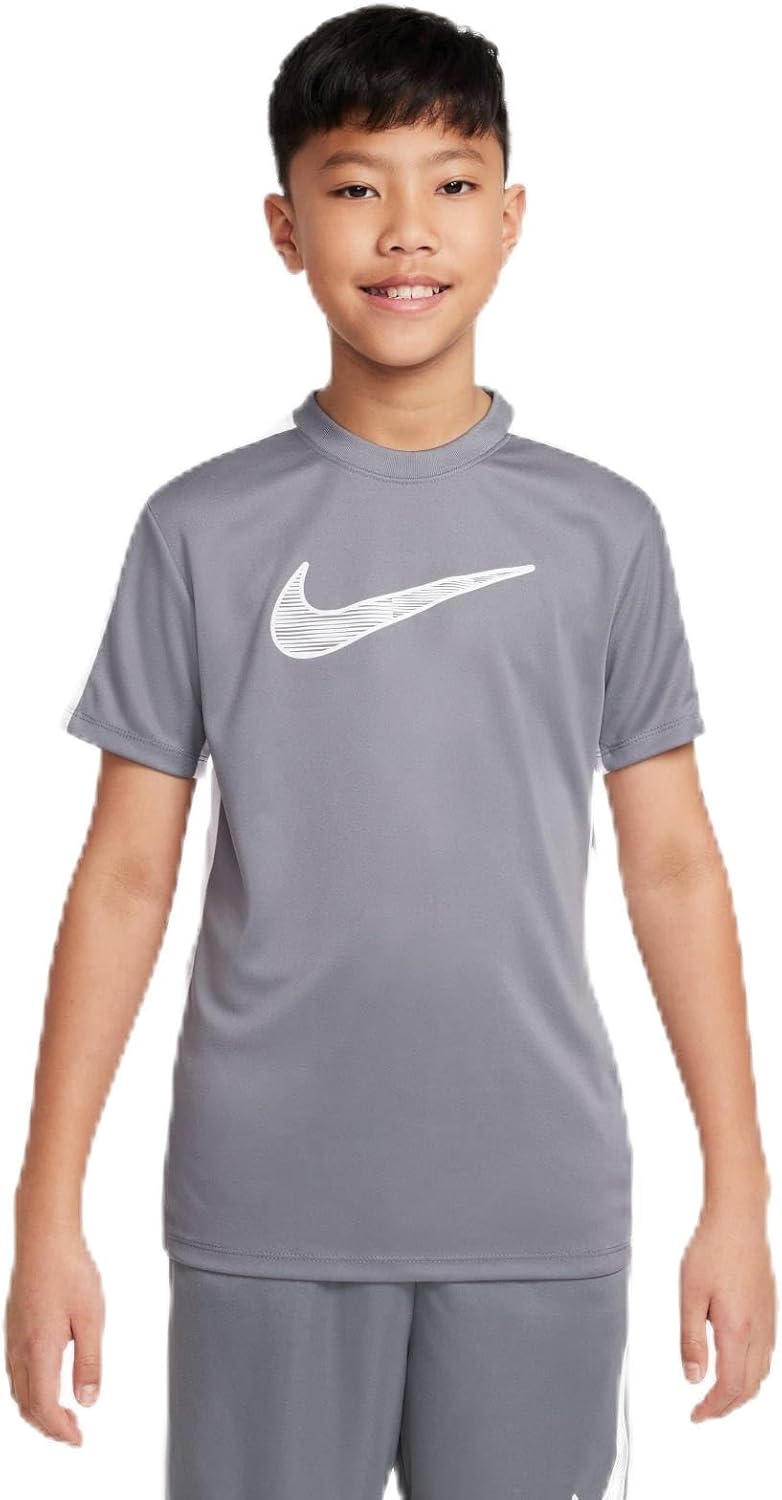 Unisex Children's Trophy23 Dri-fit Short Sleeve Top for Older Children Short Sleeve Top - SMOKEGREYWHITEWHITE