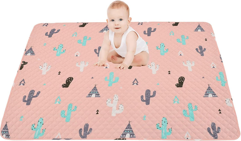 Portable Baby Play Mat Machine Washable, Foldable Crawling Mat for Floor 43x43 Baby Playpen Mat, Soft Non Slip Non-Toxic Playmats for Infants, Kids Tent Mat Square