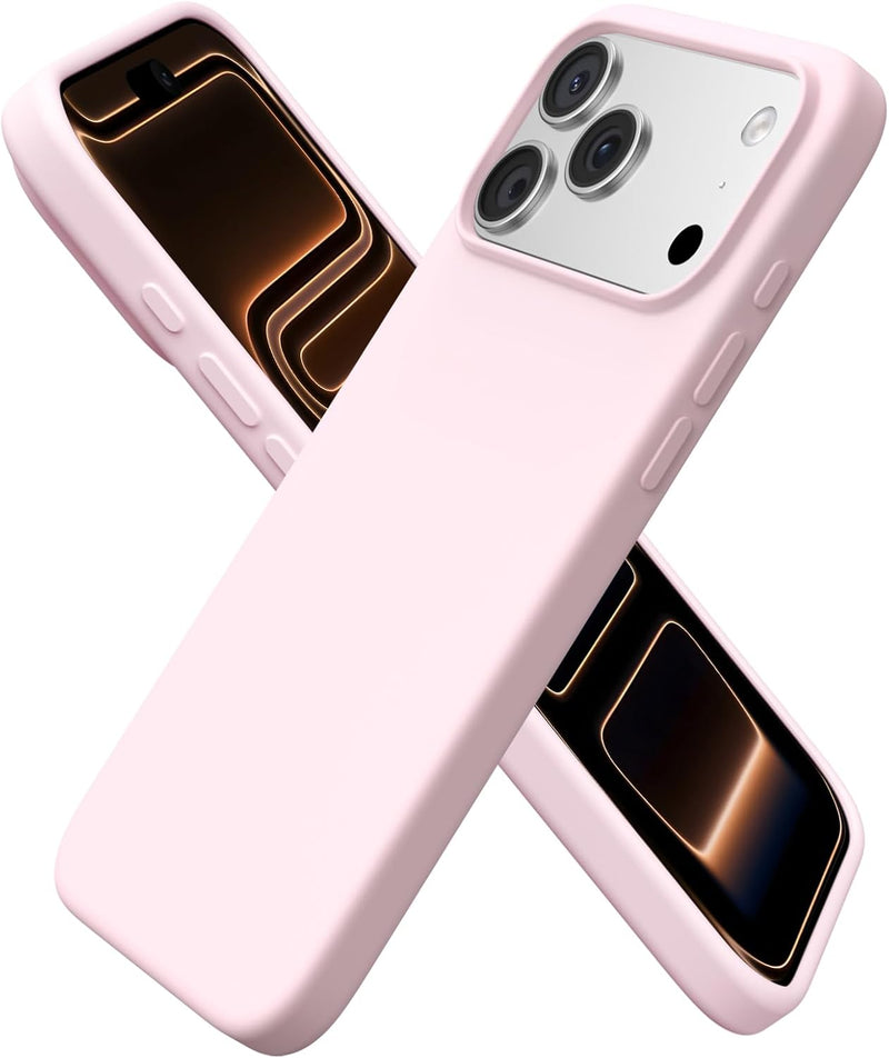 ORNARTO Compatible with iPhone 17 Pro Max Case 6.9", Slim Liquid Silicone 3 Layers Soft Gel Rubber Shockproof Protective Cover with Anti-Scratch Microfiber Lining-Chalk Pink - Chalk Pink