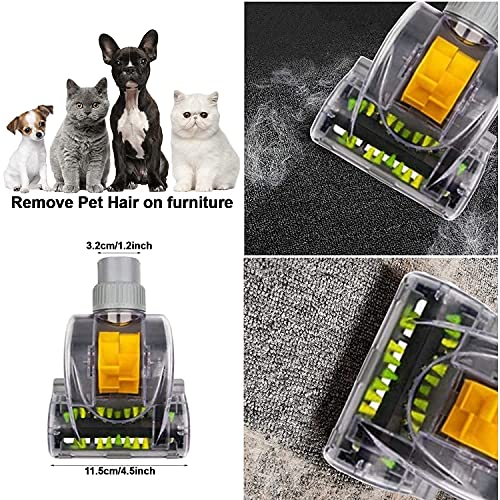 VACEXT Pet Hair Remover Vacuum Attachment Cleaning Tool for Couch Cushions, Upholstery, Carpeted Stairs and Car Carpet - Air Driven Turbo Brush Compatible with Dyson, Shark Kenmore Miele 1 3/8''
