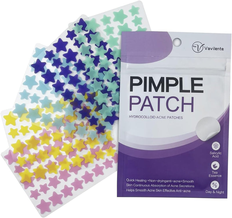 Vavilente Acne Pimple Patches for Face Zit Patch Dots,Hydrocolloid Patch with Tea Tree Oil Invisible,Star Pimple Patches,Cute Acne Patch-Day and Night Use(200 Count)