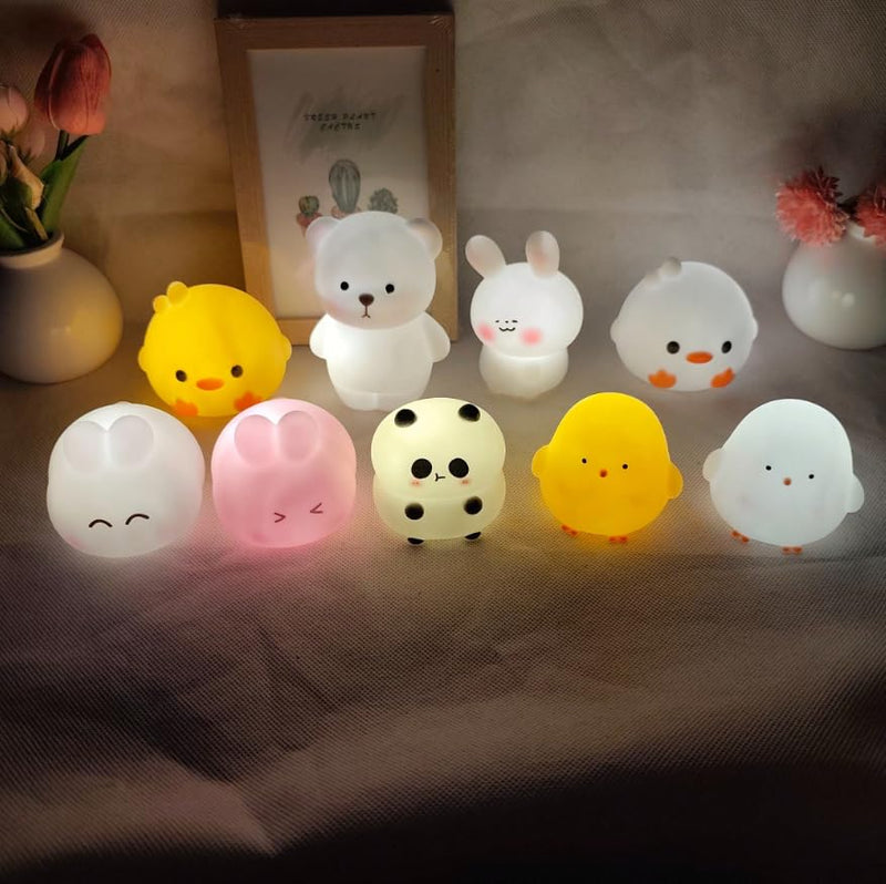 Cute Animal Night Lights, Mini LED Lamps with Panda, Bear, Duck, Bunny Characters, Cute gifts for children (White chick, Small)