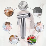 Stainless Steel Handheld Bidet Sprayer Kit – Shattaf Toilet Spray Attachment with 1.5m Hose, Hands-Free Bidet Shower Head for Bathroom & Kitchen Cleaning