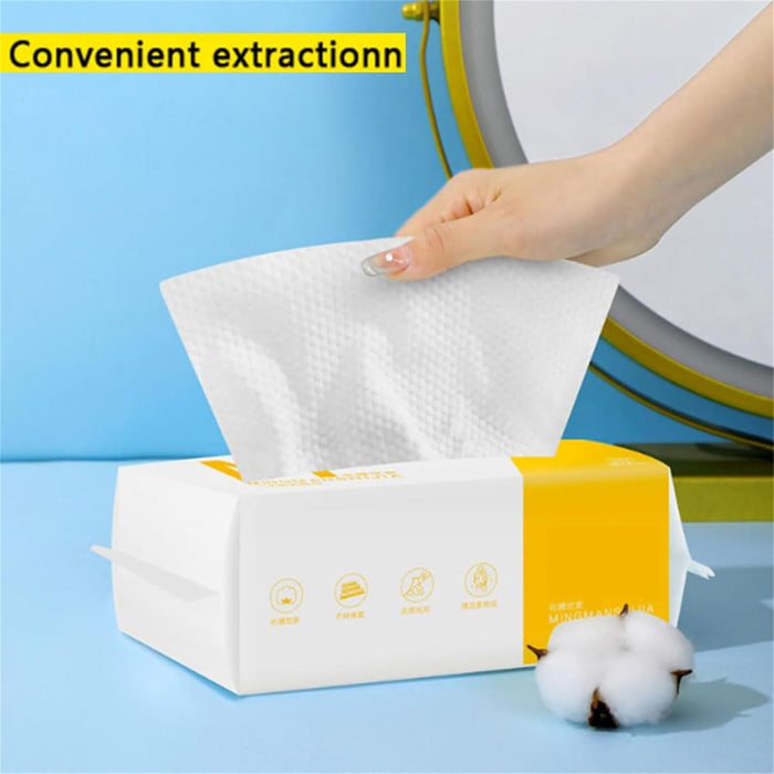 NALACAL Face Clean Towels, Disposable Biodegradable Soft Dry Wipes for Sensitive Skin, Lint Free Facial Tissue for Cleansing, Skincare and Makeup Remover, Dry Wipes (2Pack)