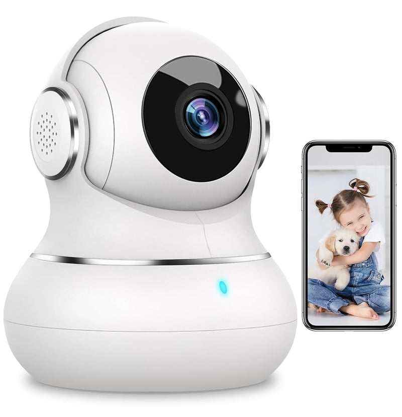 Littleelf Security Camera Indoor, 2K Pet Dog Cameras House Security with APP, Baby Monitor with Motion/Crying Detection, WiFi Camera with 2-Way Audio, 360°Home Security Cameras works with Alexa