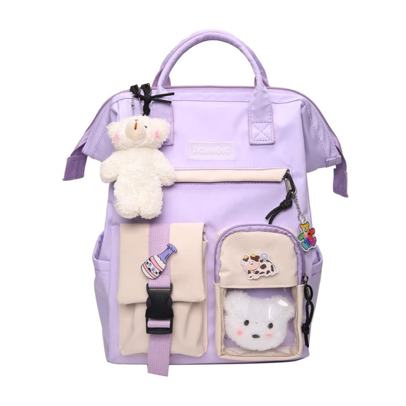 zyxddd Kawaii Backpack with Kawaii Pin and Accessories Cute Kawaii Backpack for School Bag Kawaii Girl Backpack Cute (Purple)