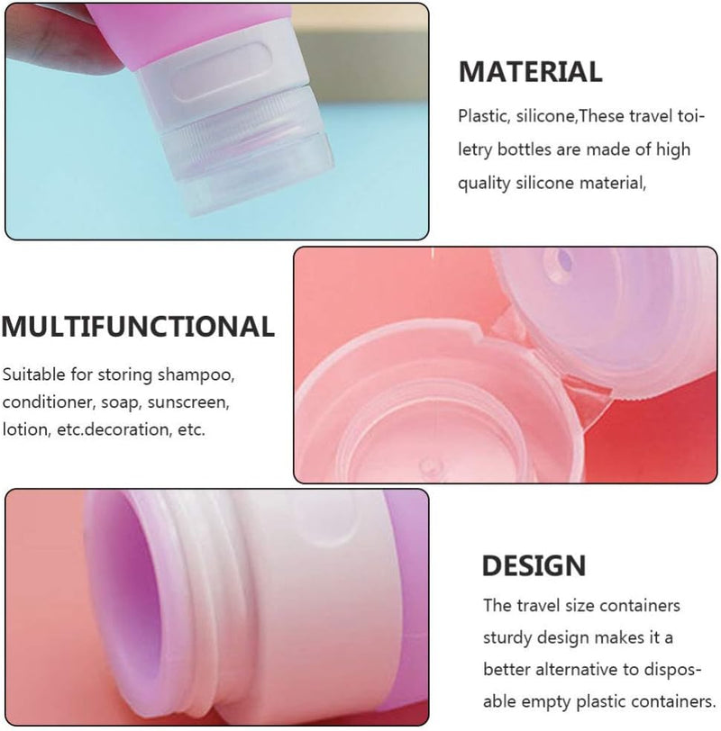 5pcs Silicone Travel Bottle Leak Proof Squeezable Refillable Empty Bottles Liquid Lotion Toiletry Shampoo Containers with Organizer Bag 60ML