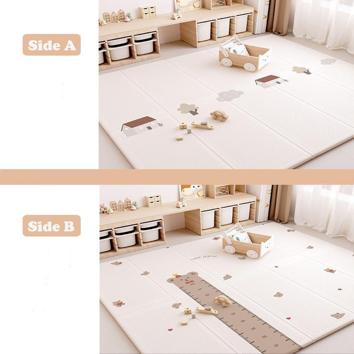 QHWRV Double-Sided Pattern Baby Crawling Play Mat 180x200x1.5cm with Height Ruler, Foldable, Suitable for Babies & Toddlers, Kindergarten Mat, Waterproof & Dustproof (A)