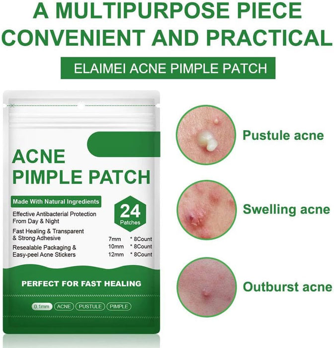 Azonee 24 Pcs Translucent Generic Acne Patches, Hydrocolloid Acne Patches Zit Patches for Face Acne Spot Treatment, Fast-Acting Hydrocolloid. Waterproof, Vegan, Perfect Spot Treatment Stickers.