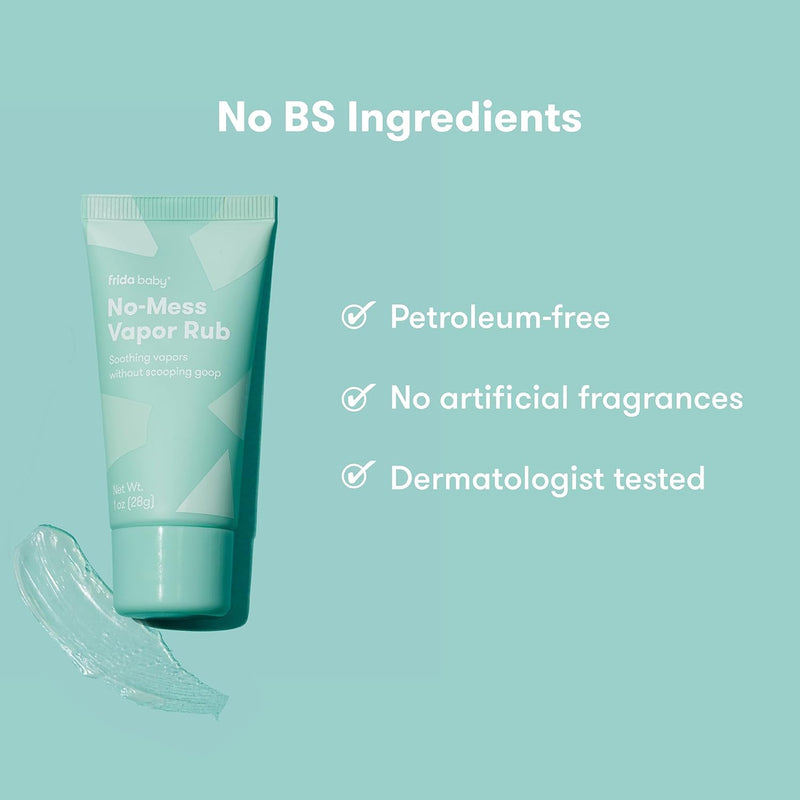 No-Mess Vapor Rub, Baby Vapor Rub for Chest, Neck, Back + Foot,Non-staining, Petroleum-Free Hands-Free Applicator Tube, Soothing Eucalyptus & Lavender for Sleep