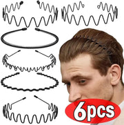 Shining Diva Fashion 6 Pcs Combo Hair Band for Men Boys Women Girls Kids Black Metal Hairband Headbands Sports Yoga Face Wash Facial Hair Accessories (15905HB)