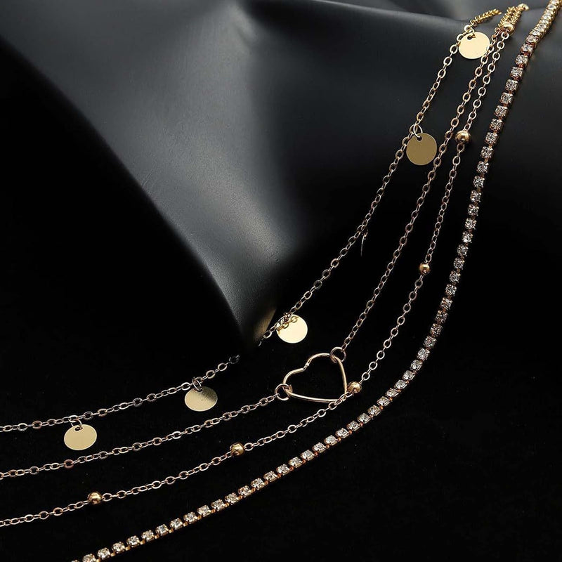 Waist Chain for Women, Metal Waist Chain Belts Set of 4, Gold Body Jewelry for Beach Parties and Evening Events, Alloy Material Layered Design for Daily Wear and Special Occasions