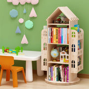 COFOEE Rotating Bookshelf - 360 Display Floor Standing Bookcase Storage Rack for Children, Wooden Organizer Stand for Kids with Bookcase Storage and Display Case