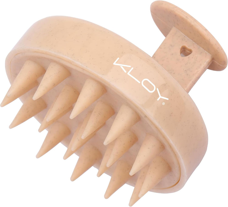 KLOY Round Hair Scalp Manual Massager Shampoo Hair Brush, Super Soft Bristles for Exfoliating, Anti-Dandruff (Texture Beige)