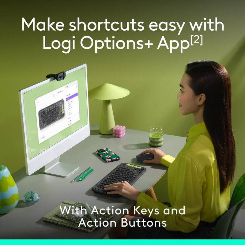 Logitech POP ICON COMBO, Bluetooth keyboard and mouse combo, comfortable typing, programmable keys and buttons, quiet clicks, Easy-Switch up to 3 devices - Graphite