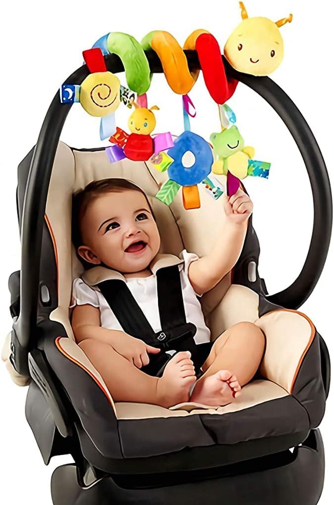 Spiral Crib Hanging Toys for kids,Wrap Around chair Stroller/Car Seat/Crib Play Bar Toy Hanging Spiral Toy for Baby Infant Boys & Girls