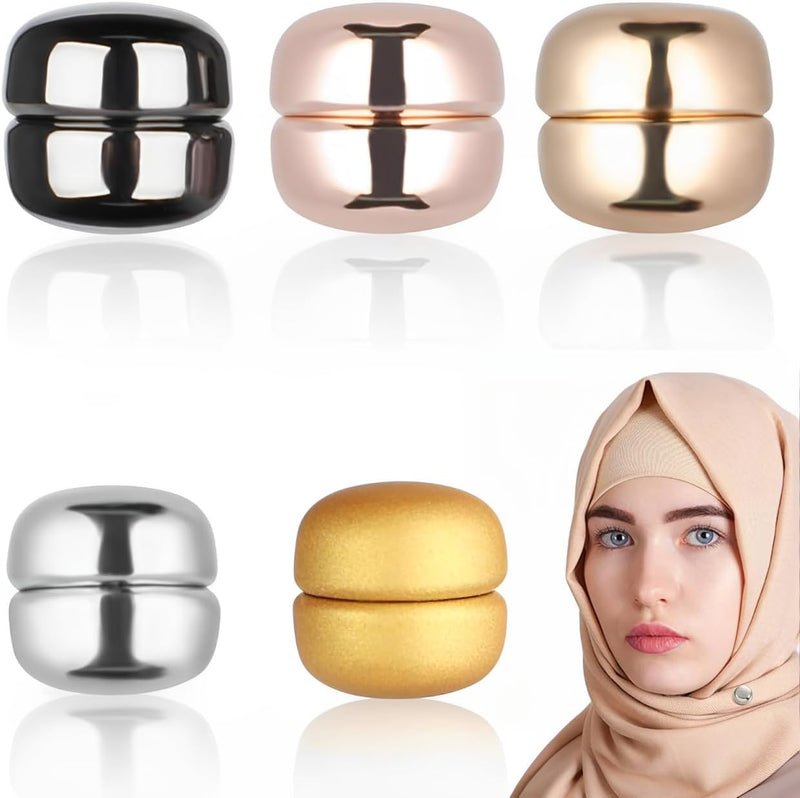 AoMige 5 Pairs Hijab Magnetic Pins,Pinless Magnetic Hijab Pins Buttons,No Snag Magnets Hijab for Women Multi-use Colorful Scarf Pin Round Magnets Hijab