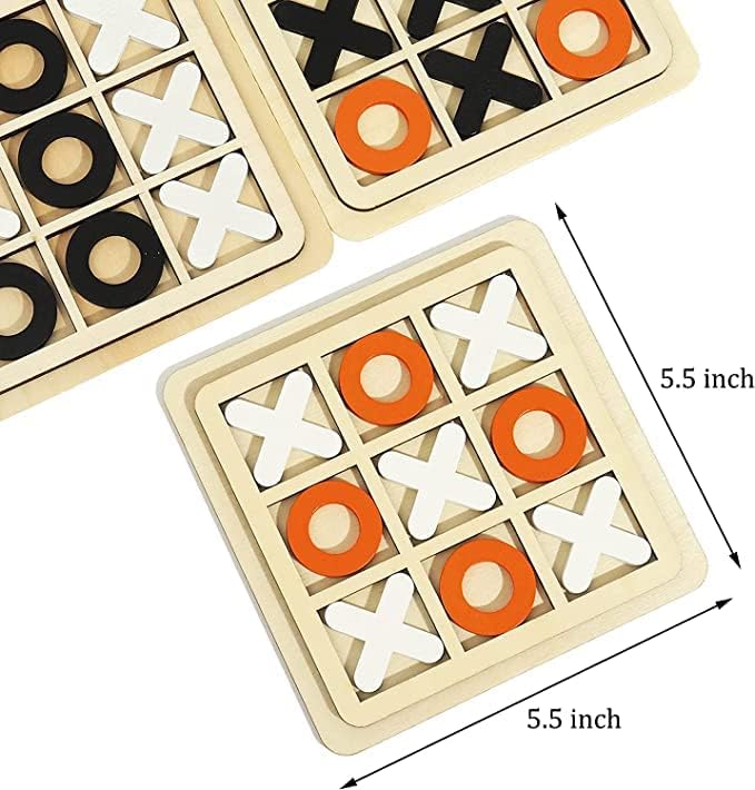 ECVV Wooden Board Tic Tac Toe Game XO Table Toy Classical Family Children Puzzle Game Educational Toys, (ASSORTED 1 PIECE)