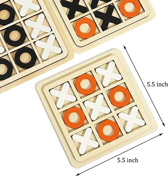ECVV Wooden Board Tic Tac Toe Game XO Table Toy Classical Family Children Puzzle Game Educational Toys, (ASSORTED 3 PIECE)