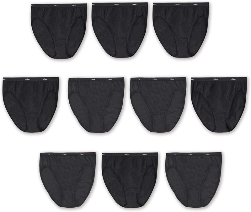 Women's Soft Cotton Tagless Hi Cut Panty, Multiple Packs - Black