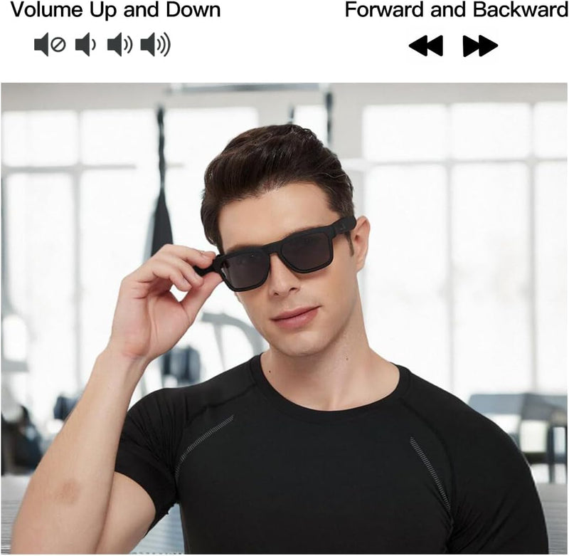 OhO sunshine OhO Bluetooth Sunglasses,Voice Control and Open Ear Style Smart Glasses Listen Music and Calls with Volume UP and Down,Bluetooth 5.0 Audio Glasses and IP44 Waterproof, unisex-adult