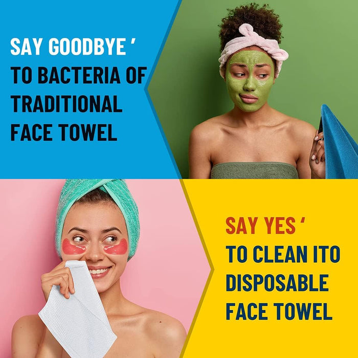 KASTWAVE Face Towels, Disposable Biodegradable Clean Facial Wash Cloth for Sensitive Skin, 100% Cotton Facial Tissue for Cleansing, Skincare and Makeup Remover, Dry Wipes