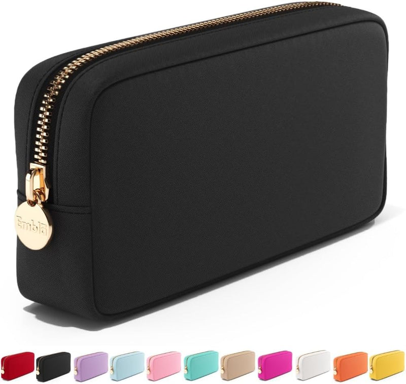 Makeup Bag Travel Bag Pouch, Toiletry Bag, Makeup Organizer, Nylon Cosmetic Zipper Pouches, Clutch, Coin Purse, Storage Bag Organizer, Make up bags Mini, Small, Large Womens, Black, Small