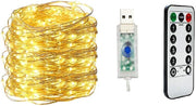 COOLBABY Fairy Light Waterproof Starry Firefly Copper Wire String Light,20M 200Led 8 Modes With Remote Control, For Christmas Wedding Home Decorations, Warm White