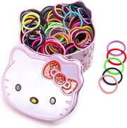 Shining Diva Fashion 100 pcs Combo Elastic Hair Bands Ties Accessories for Kids Baby Girls Women with Tin Kitty Box (15524zb) - 100 pcs MIXED SMALL COLORFUL BLACK in KITTY BOX