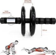SKY LAND Ab Double Wheel Exercise Roller Wheels - Black, Abdominal Wheel, Core Strength & Stability Trainer for Home Workouts, Compact & Portable Abdominal Fitness Equipment