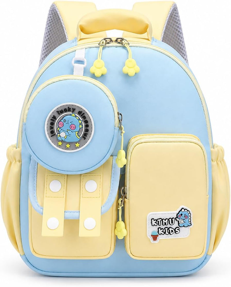 Age 1-3 Toddler Backpack Boy Girl Kids Baby Anti-lost Bag Cute Animal Children Kindergarten Angel Schoolbag - Blue-Yellow