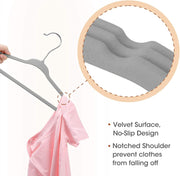 Red Dot Gift® 50 Pack Baby Velvet Hangers 11Inch/28cm - Nursery Clothes Hangers Non Slip Toddler Hangers, 360 Chrome Swivel Hook (White, 50)