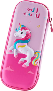 Pencil Case for Kids Girls 3D Bunny Large Capacity Waterproof Pencil Box with Compartments Cute Pen Pouch for Kindergarten and School (Pink) - Unicorn