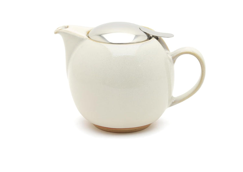 Zero Japan Bee House Round Teapot - Ceramic Teapot with Removable Lid & Stainless Steel Infuser for Loose Tea - Tea Pot for Two - Natural White (24 oz)