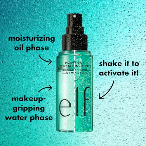 e.l.f. Power Grip Dewy Setting Spray, Ultra Fine & Long-Lasting Formula, Fixes Makeup for a Hydrated, Dewy Finish, Vegan & Cruelty Free