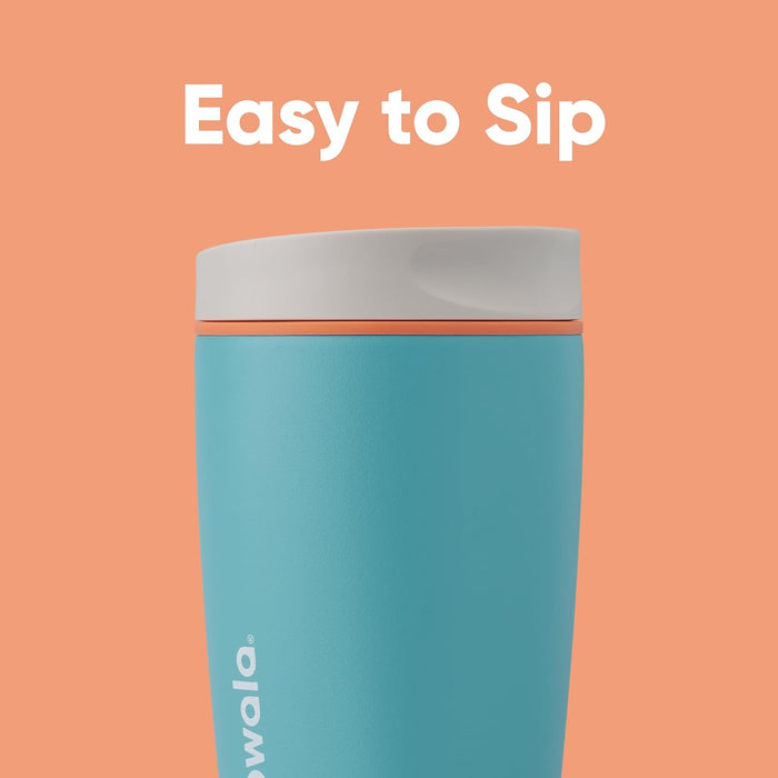 Owala SmoothSip Slider Insulated Stainless Steel Coffee Tumbler, Reusable Iced Coffee Cup, Hot Coffee Travel Mug, BPA Free 20 oz, Tan/White (Vanilla Bean)
