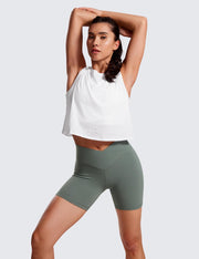 CRZ YOGA Womens Butterluxe Crossover Biker Shorts 5 Inches - Criss Cross High Waisted Workout Yoga Buttery Soft