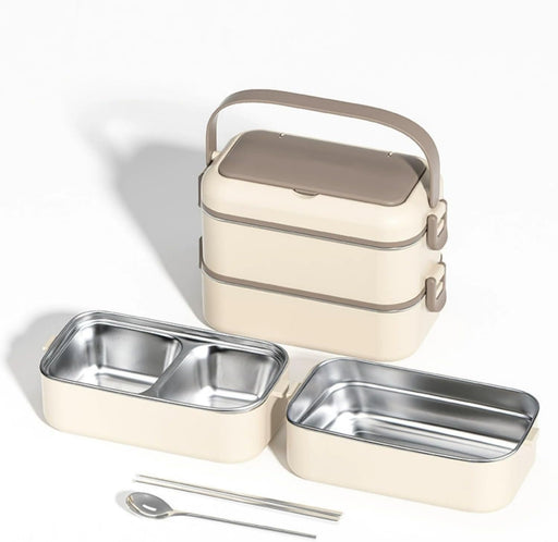 Stainless Steel Lunch Box with 4 Compartments, Leak-Proof Bento Box for Kids & Adults, Microwave Safe Food Container with Lid, Durable Portable Meal Prep Lunchbox for School, Office & Travel