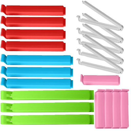 20PCS Sturdy Food Bag Clips for Food Storage Bags in 5 Sizes & 5 Colours - Food Clips for Keeping Food Fresh, Bag Clips for Food Storage and Sandwich Bags, Food Clips Bag Sealing Clips