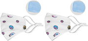 Nohoo Kids Mask REUsable Machine Wash Soft Elastic 4 Layer Protection Filter For Extra Ergonomically Designed 1 + 3 Filters Cotton 2-17Years Mermaid White - S (Pack of 2)