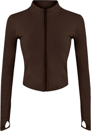 Women Athletic,full Zip Casual - Brown