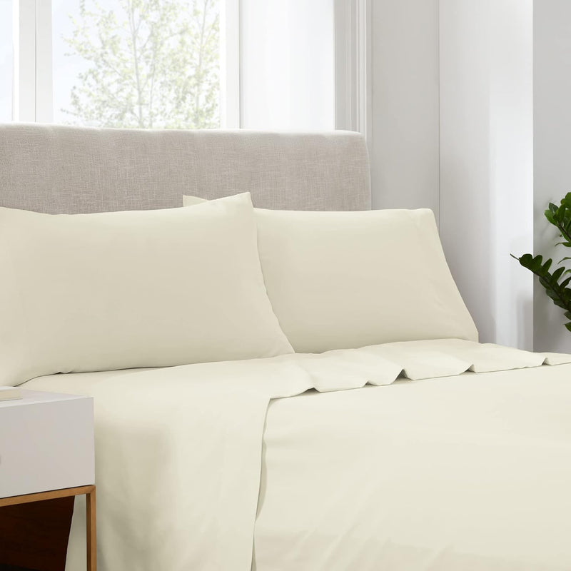 Serta Simply Clean Super Soft Hypoallergenic Stain Resistant Deep Pocket 3 Pieces Solid Bed Sheet Set, Twin XL, Silver Grey