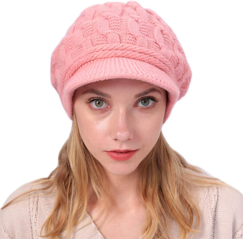 Muryobao Women's Winter Warm Slouchy Cable Knit Beanie Skull Hat with Visor