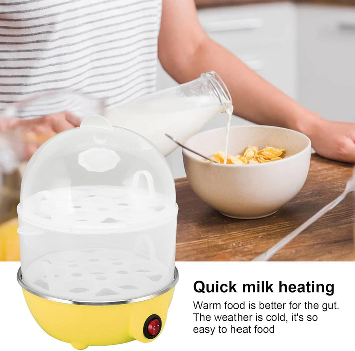 Electric Egg Boiler - Egg Cooker - 350W 2 Layers 14Pcs Eggs A Time Auto Power Off Safe PP Egg Boiler with Measuring Cup for Home(Yellow)