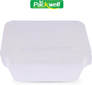 Packwell Clear Microwave Container Rectangle 750ml with Lid 15 Pcs (5PC x 3 Packs)