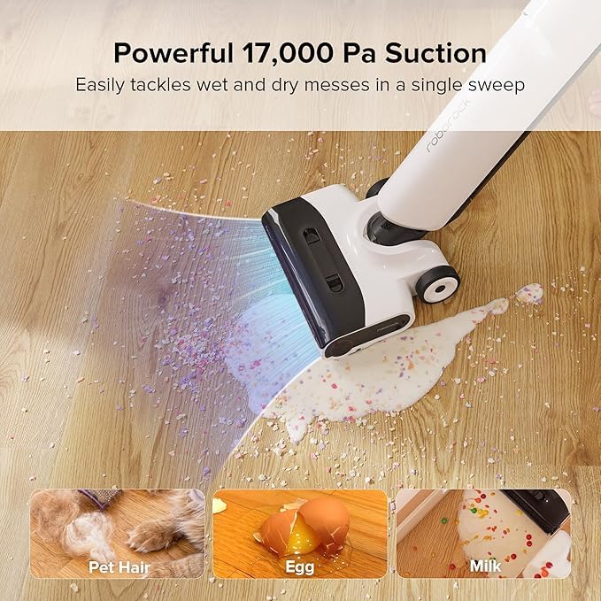 Roborock Flexi Lite Wet Dry Vacuum Cleaner Cordless, Lightweight Vacuum Mop with 17000 Pa Suction, 180° FlatReach Design, Self-Cleaning and Hot Air Dry Floor Cleaner for Mopping Hard Floors