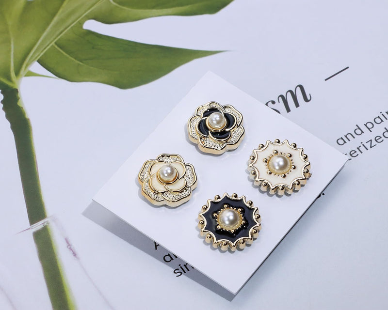 YACAISI Hijab Magnetic Pins 4Pcs Small Flower No-Snag Multi-Use Pinless Safety Button with Magnets for Women Girls Clothes Hat Decor