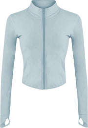 Women Athletic,full Zip Casual - Lightblue